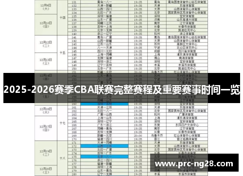 2025-2026赛季CBA联赛完整赛程及重要赛事时间一览